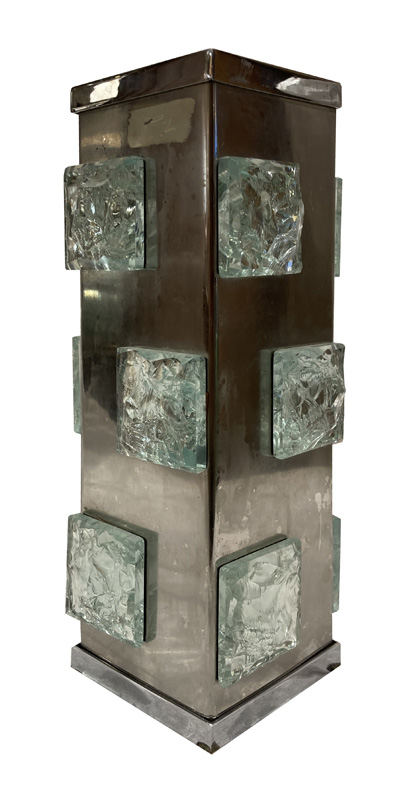 Vaso in metallo e vetro Art Decò Metallo e vetro del XX Secolo Anni 70 Pezzo di storia autentico - Robertaebasta® Art Gallery opere d’arte esclusive.